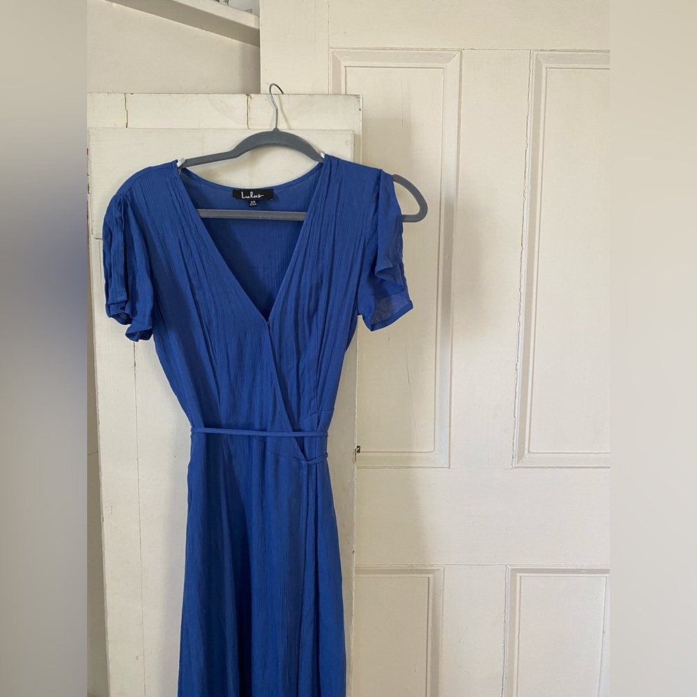 Blue Wrap Maxi Dress